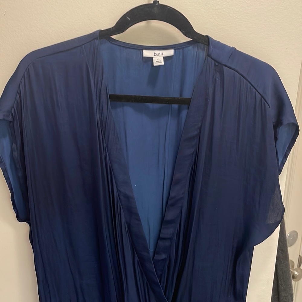 Bar iii navy deep v neckline bodysuit